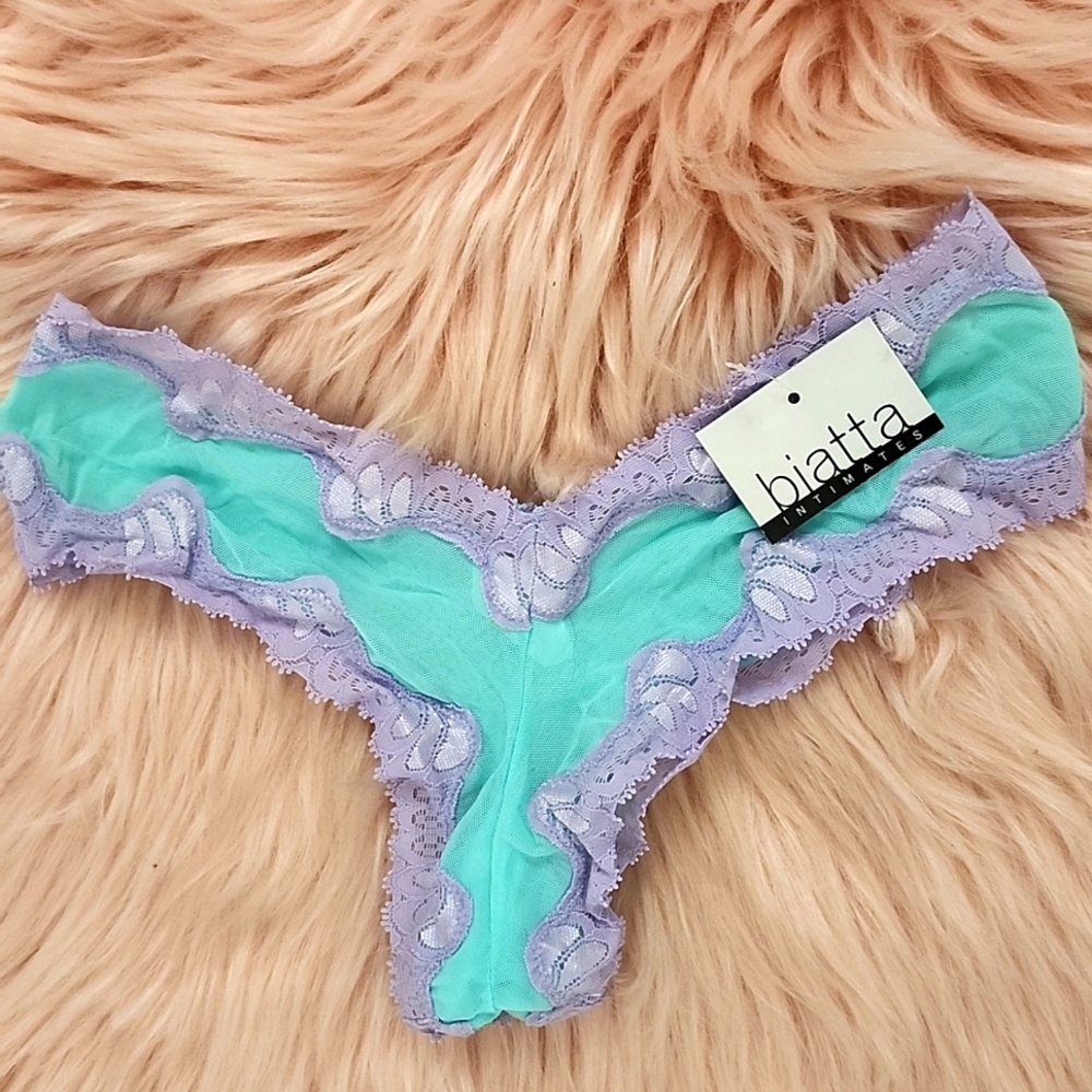 Brand New BIATTA INTIMATES MESH LACE THONG-S